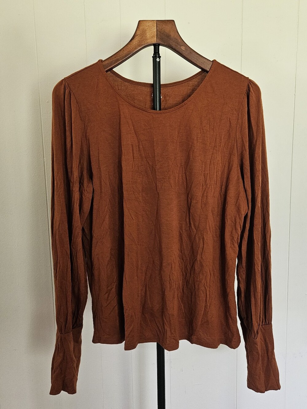 a.n.a Rust Brown Long Sleeve Crewneck Top Size XL